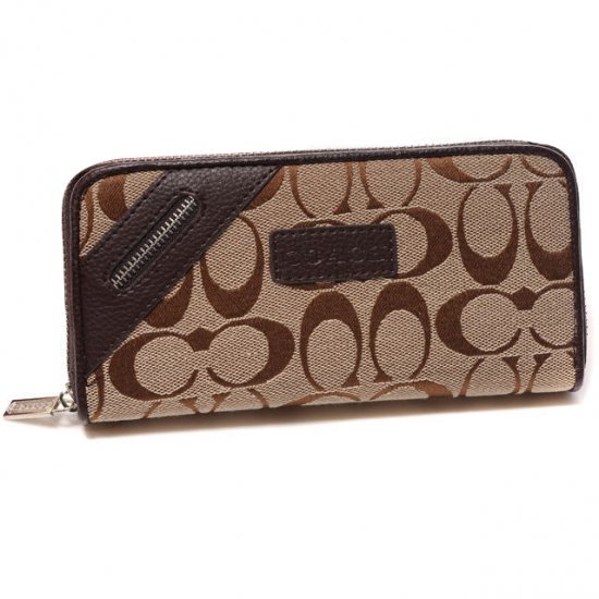 Coach Zip In Signature Large Coffee Wallets DUG Coach Zip In Signature Large Coffee Wallets DUG